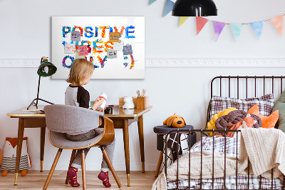 Pizarra magnética de pared con rotulador Vibraciones positivas con un estilo colorido