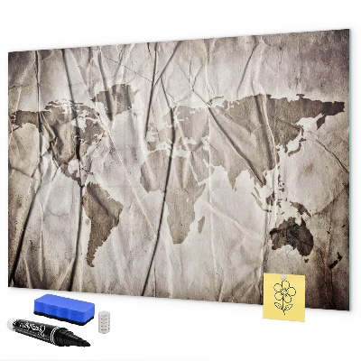 Pizarra borrable de cristal con imanes Mapa del mundo con fotos y accesorios