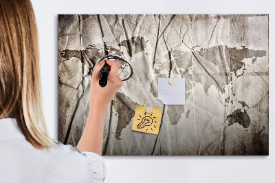 Pizarra borrable de cristal con imanes Mapa del mundo con fotos y accesorios