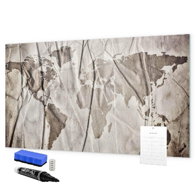 Pizarra borrable de cristal con imanes Mapa del mundo con fotos y accesorios