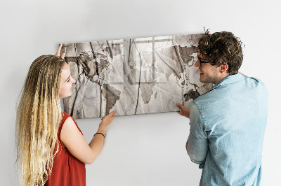 Pizarra borrable de cristal con imanes Mapa del mundo con fotos y accesorios