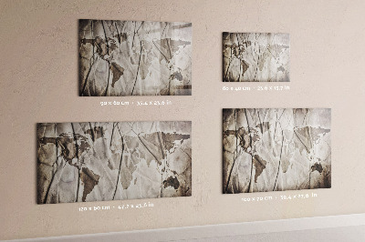 Pizarra borrable de cristal con imanes Mapa del mundo con fotos y accesorios