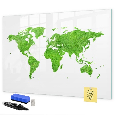 Pizarra magnética de pared con rotulador Mapa verde con puntos para tomar fotos