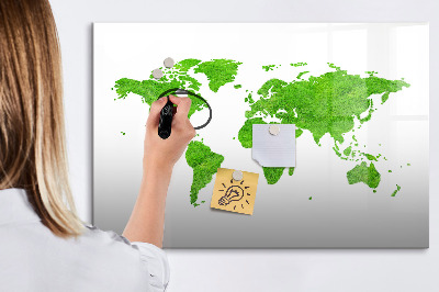 Pizarra magnética de pared con rotulador Mapa verde con puntos para tomar fotos