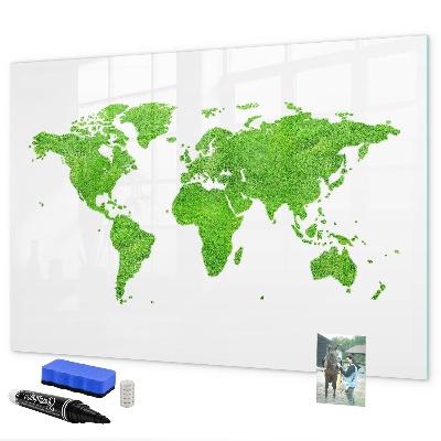 Pizarra magnética de pared con rotulador Mapa verde con puntos para tomar fotos