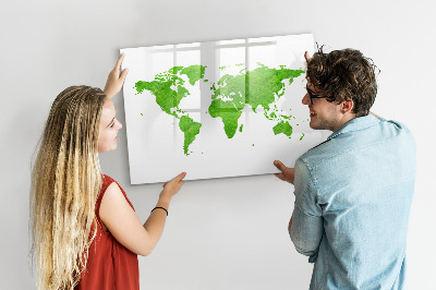 Pizarra magnética de pared con rotulador Mapa verde con puntos para tomar fotos