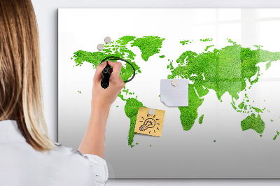 Pizarra magnética de pared con rotulador Mapa verde con puntos para tomar fotos