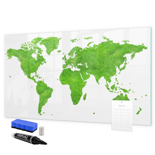Pizarra magnética de pared con rotulador Mapa verde con puntos para tomar fotos