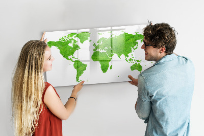 Pizarra magnética de pared con rotulador Mapa verde con puntos para tomar fotos