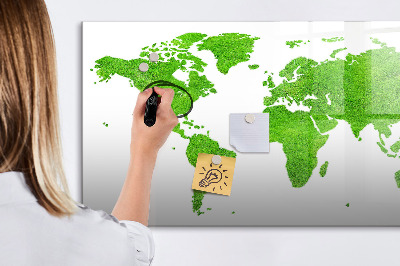 Pizarra magnética de pared con rotulador Mapa verde con puntos para tomar fotos