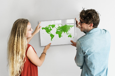 Pizarra magnética de pared con rotulador Mapa verde con puntos para tomar fotos