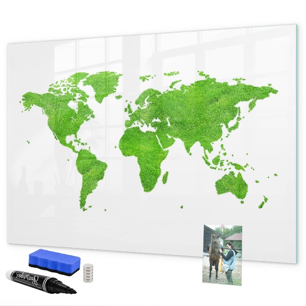 Pizarra magnética de pared con rotulador Mapa verde con puntos para tomar fotos