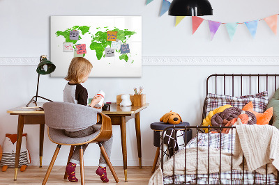 Pizarra magnética de pared con rotulador Mapa verde con puntos para tomar fotos