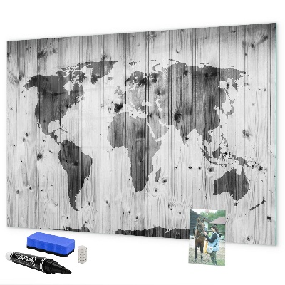 Pizarra magnética de pared con rotulador Un mapamundi con recuerdos personales