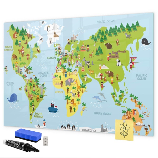 Pizarra magnética de pared con rotulador Mapa interactivo del mundo con fotos