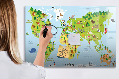 Pizarra magnética de pared con rotulador Mapa interactivo del mundo con fotos