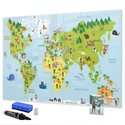 Pizarra magnética de pared con rotulador Mapa interactivo del mundo con fotos