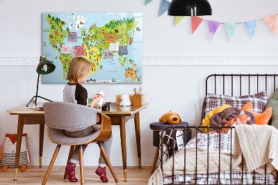 Pizarra magnética de pared con rotulador Mapa interactivo del mundo con fotos