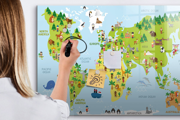 Pizarra magnética de pared con rotulador Mapa interactivo del mundo con fotos