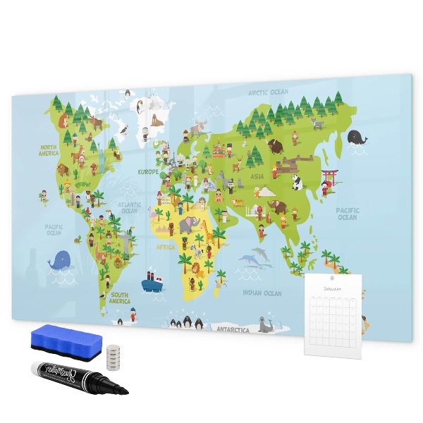 Pizarra magnética de pared con rotulador Mapa interactivo del mundo con fotos