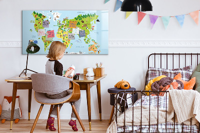 Pizarra magnética de pared con rotulador Mapa interactivo del mundo con fotos