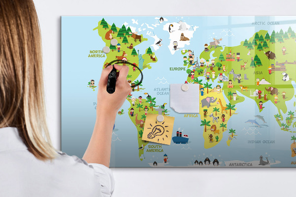 Pizarra magnética de pared con rotulador Mapa interactivo del mundo con fotos