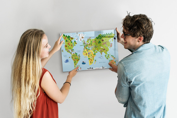 Pizarra magnética de pared con rotulador Mapa interactivo del mundo con fotos