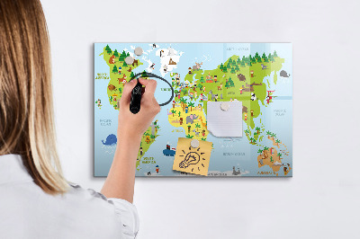 Pizarra magnética de pared con rotulador Mapa interactivo del mundo con fotos