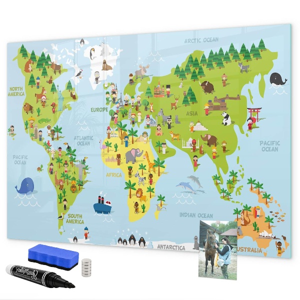 Pizarra magnética de pared con rotulador Mapa interactivo del mundo con fotos