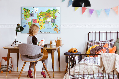Pizarra magnética de pared con rotulador Mapa interactivo del mundo con fotos