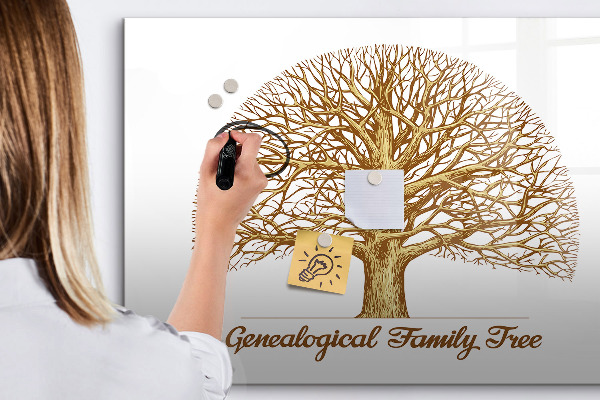 Pizarra borrable de cristal con imanes Árbol genealógico con espacio para fotos