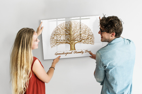 Pizarra borrable de cristal con imanes Árbol genealógico con espacio para fotos