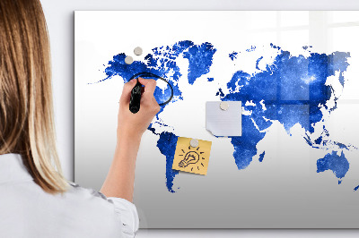 Pizarra borrable de cristal con imanes Mapa del mundo con ubicaciones de fotos