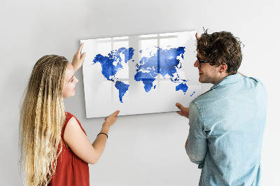 Pizarra borrable de cristal con imanes Mapa del mundo con ubicaciones de fotos