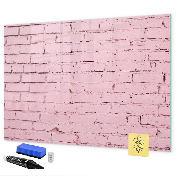 Pizarra borrable de cristal con imanes Pared rosa con espacio para fotos