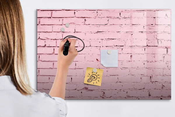 Pizarra borrable de cristal con imanes Pared rosa con espacio para fotos