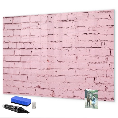 Pizarra borrable de cristal con imanes Pared rosa con espacio para fotos