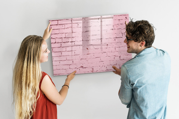 Pizarra borrable de cristal con imanes Pared rosa con espacio para fotos