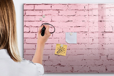 Pizarra borrable de cristal con imanes Pared rosa con espacio para fotos