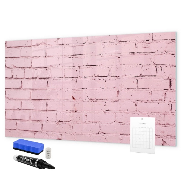 Pizarra borrable de cristal con imanes Pared rosa con espacio para fotos