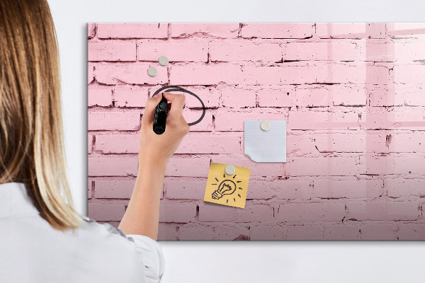 Pizarra borrable de cristal con imanes Pared rosa con espacio para fotos