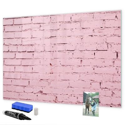 Pizarra borrable de cristal con imanes Pared rosa con espacio para fotos