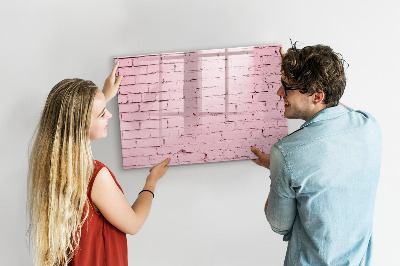 Pizarra borrable de cristal con imanes Pared rosa con espacio para fotos
