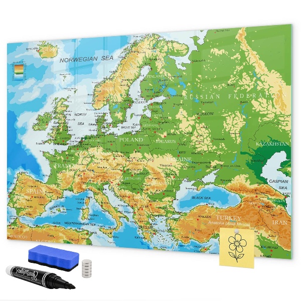 Pizarra magnética de pared con rotulador Un mapa de Europa para recuerdos personales