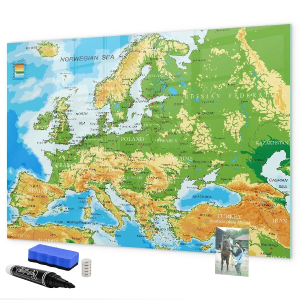 Pizarra magnética de pared con rotulador Un mapa de Europa para recuerdos personales