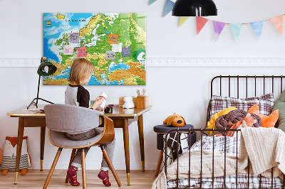 Pizarra magnética de pared con rotulador Un mapa de Europa para recuerdos personales