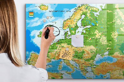 Pizarra magnética de pared con rotulador Un mapa de Europa para recuerdos personales