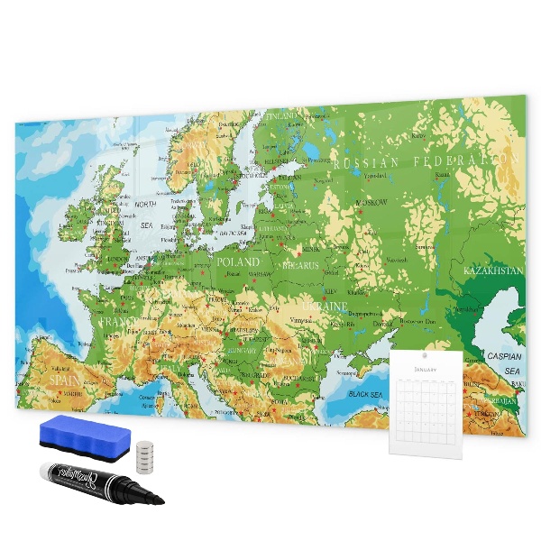 Pizarra magnética de pared con rotulador Un mapa de Europa para recuerdos personales