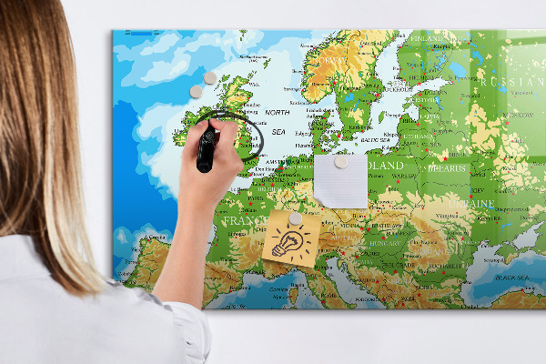 Pizarra magnética de pared con rotulador Un mapa de Europa para recuerdos personales