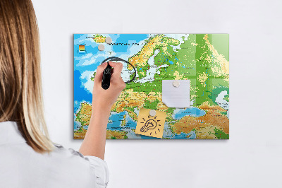 Pizarra magnética de pared con rotulador Un mapa de Europa para recuerdos personales
